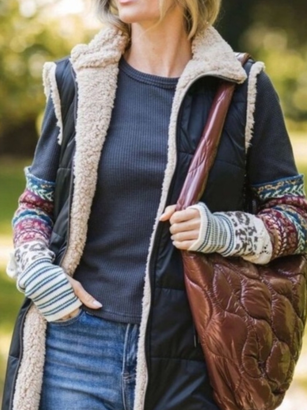 FREE PEOPLE STYLISH QUILTED OVERSIZED CARRY-ALL BAG